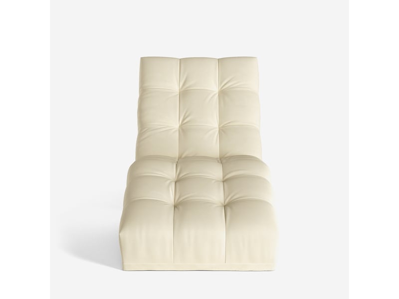 Chaise longue capitonnée design classique en chenille chamonix - blanc cassé  - Conforama C