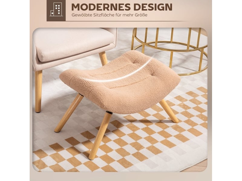  Pouf repose-pieds marron 67x45x38 cm en polyester avec pieds en bois de hêtre  - Conforama E