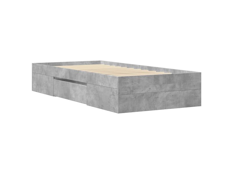 Lit simple- lit adulte - cadre de lit avec rangement avec tiroir gris béton 80 x 200 cm - Conforama B