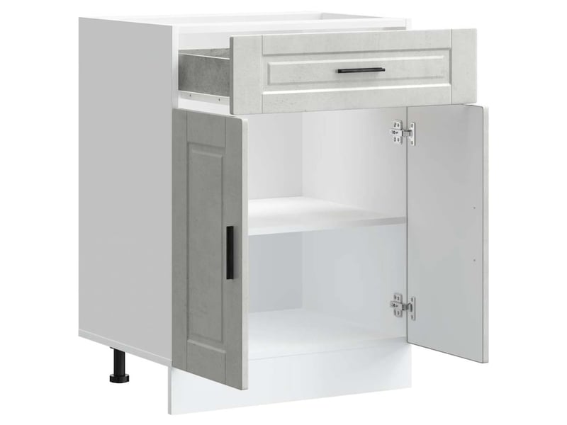 Meuble de rangement, armoire de cuisine porto gris béton bois d'ingénierie shl3050 - Conforama E