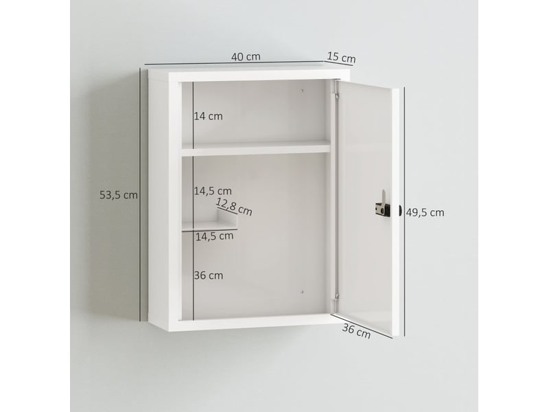 Armoire à pharmacie murale 40 x 15 x 53,5 cm – blanche – serrure à combinaison et 3 niveaux de rangement  - Conforama C