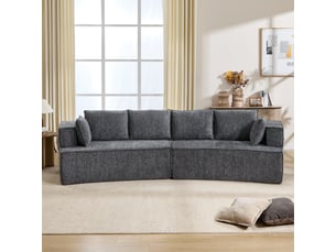 Canapé modulaire moderne, velours côtelé, 2 places, gris foncé, assise profonde