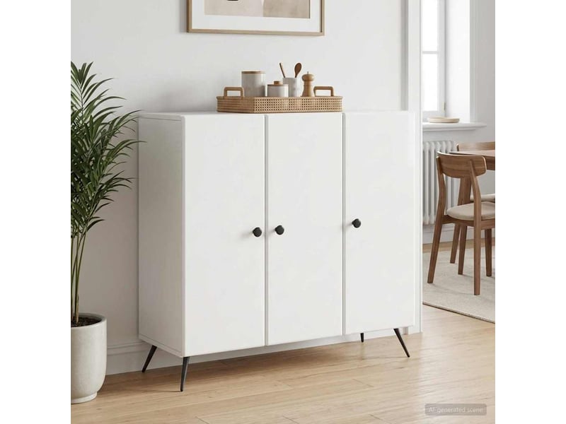 Buffet - bahut - meuble de rangement blanc brillant 89 x 34,5 x 80 cm bois d'ingénierie - Conforama D
