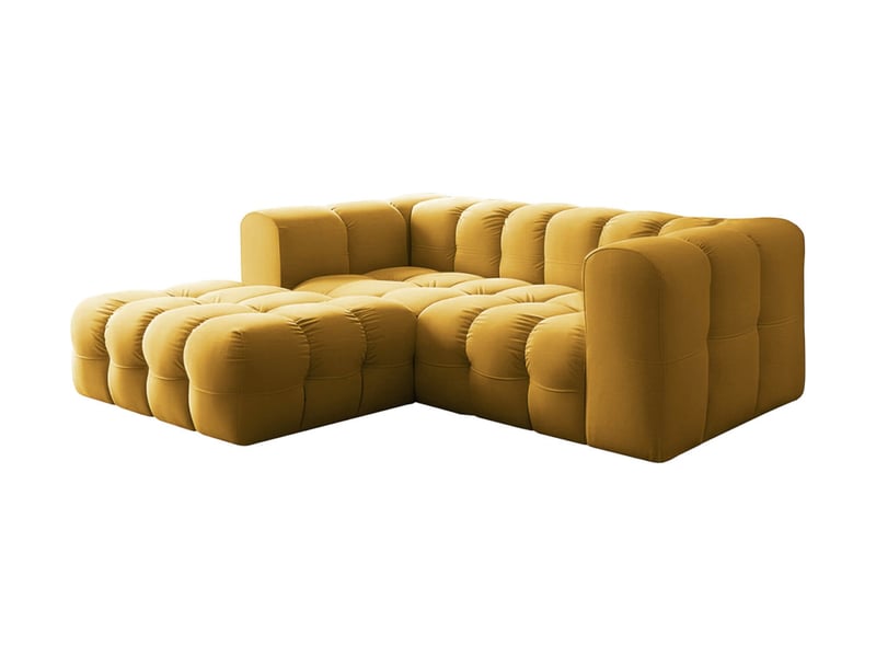  Canapé d'angle gauche miloe mini 3 places en velours - jaune MILOE - Conforama A