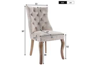 Chaise de salle à manger - velours - beige clair - dossier haut - lot de 6