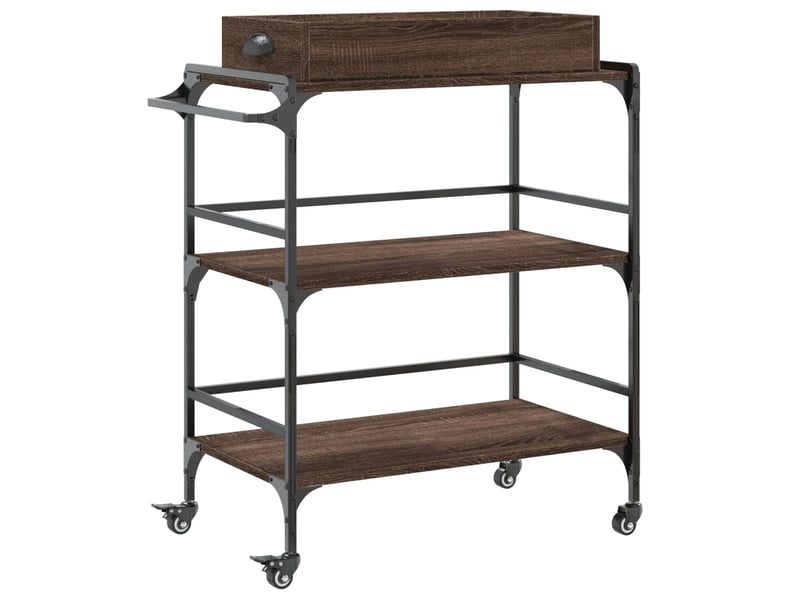  Desserte de cuisine, chariot de rangement chêne marron 81,5x41x92,5 cm bois ingénierie  - Conforama A