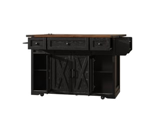 Desserte de cuisine 120.2x45.3x91.5 cm plateau extensible avec raccordement électrique mdf noir