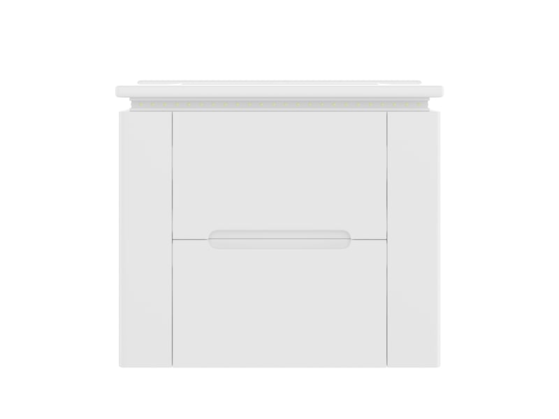 Meuble vasque mural salle de bain blanc 61 cm avec lavabo intégré, led radar et 2 tiroirs silencieux - Conforama A