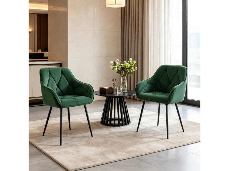  Chaise de salle à manger - chaises de salle à manger chics, ensemble de chaises modernes avec dossier ergonomique, vert foncé  - Conforama A