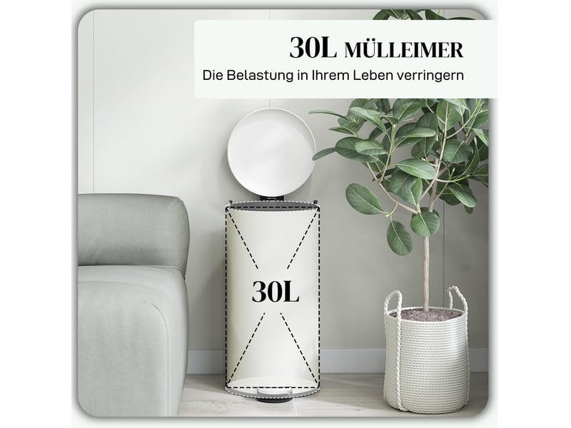  Poubelle à pédale 30 l 36x30x63,5 cm couvercle silencieux métal ivoire  - Conforama D