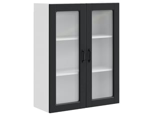 Meuble mural de cuisine, cabinet en verre mural noir 80x31x100cm shl8567