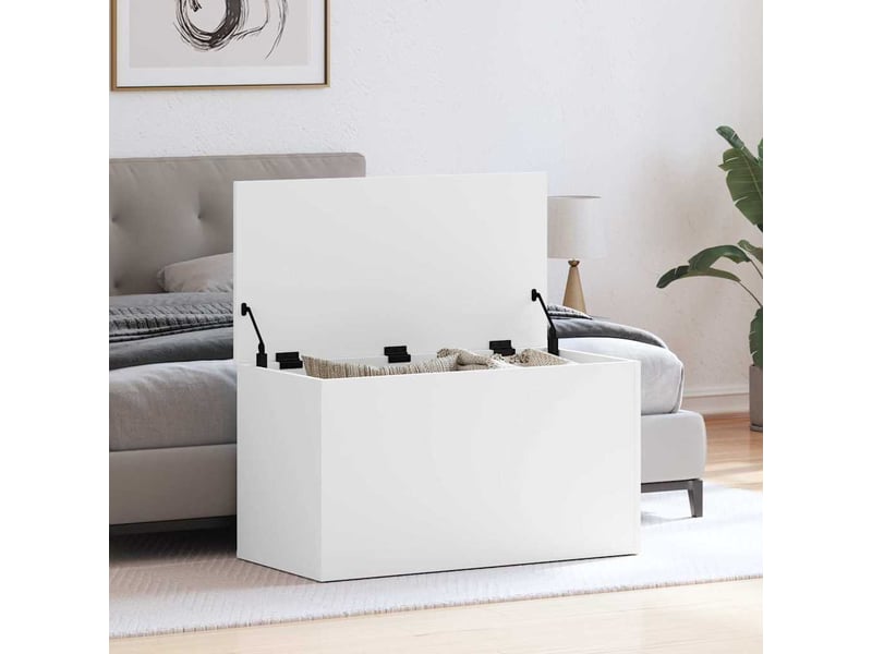 Coffre de rangement blanc 84x42x46 cm bois d'ingénierie - Conforama B