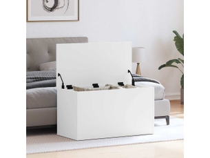 Coffre de rangement blanc 84x42x46 cm bois d'ingénierie