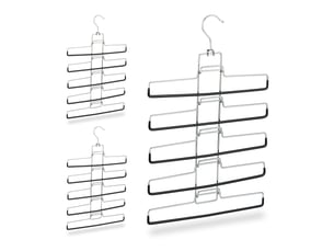 Lot de 3 cintres gain de place pour pantalon avec supports amovibles 52 x 33,5 x 2 cm en fer noir 13_0008123