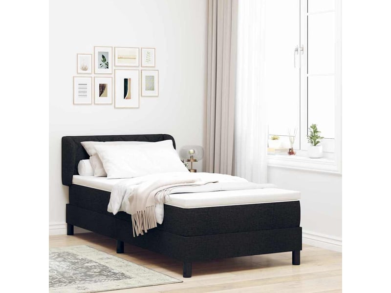  Lit adulte, lit simple, lit à ressorts avec tête de lit noir 90x190cm tissu cf17220  - Conforama B