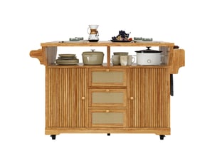 Chariot de cuisine 142,5x80x95 cm, pliable, étagères réglables, grand îlot cuisine, rangement cuisine, mdf, brun foncé