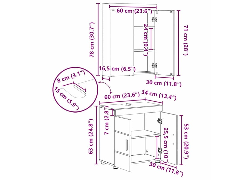  Ensemble de mobilier de salle de bain tulum 3 pièces cf64722  - Conforama E