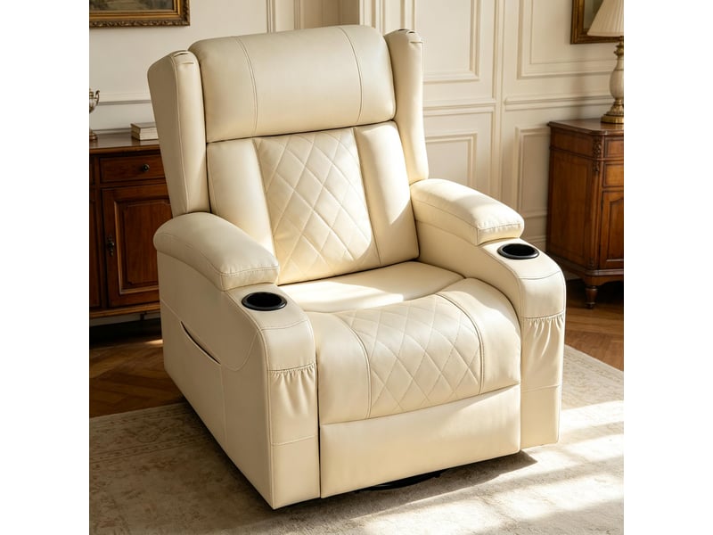  Fauteuil relax pivotant avec repose-pieds, modèle élégant pour salon, 1 pièce  - Conforama B