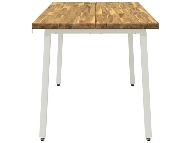Table à manger moderne 140x70x75 cm bois d'acacia massif naturel et blanc shl94825 - Conforama E