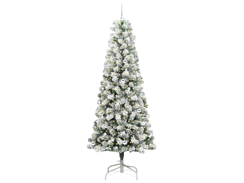  Sapin de noël, arbre de noël artificiel à branches articulées vert et blanc cf61116  - Conforama C