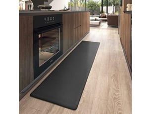 Tapis de cuisine devant l'évier, tapis de couloir en pvc imperméable, tapis à longues bandes antidérapant et résistant à l'huile (43 x 150 cm, noir) (