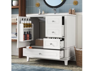 Meuble sous vasque 81x47x86 cm 3 tiroirs mdf blanc