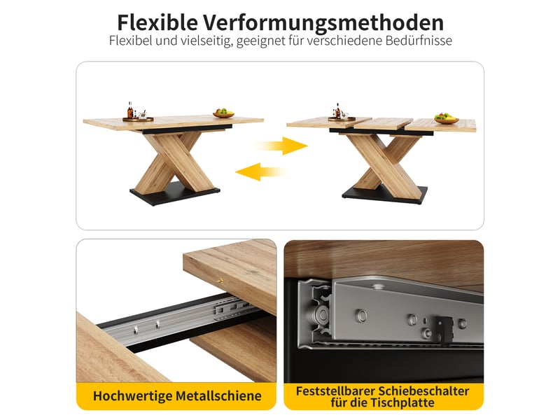  119-158 table à manger extensible avec rangement, design moderne, structure fonctionnelle pour cuisine et salle à manger  - Conforama C