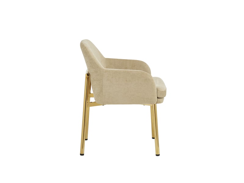 Lot de 6 chaises de salle à manger avec accoudoirs 61x59x78,5 cm, patins réglables, polyester fer, marron et doré - Conforama D