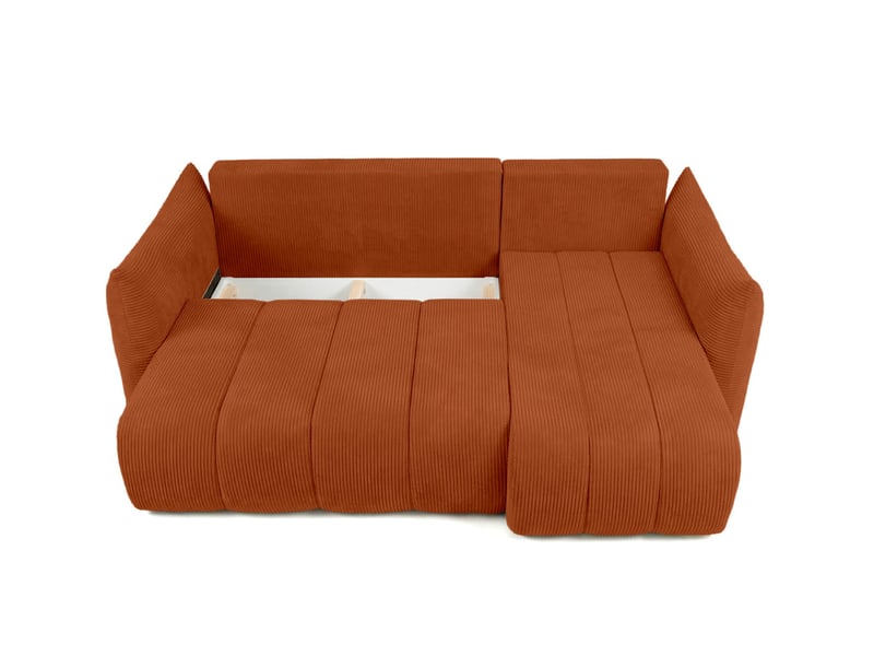  Canapé d'angle lysia mini réversible et convertible en velours côtelé - terracotta LYSIA - Conforama C