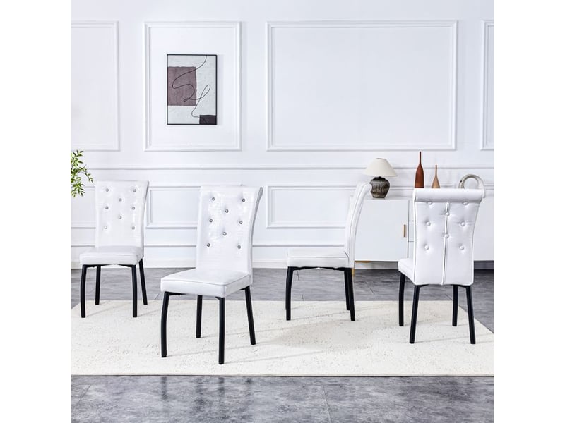  Chaises rétro en cuir - ensemble de 2 pièces - cuir crocodile synthétique - blanc et noir - fermeture cristal bicolore - Conforama E