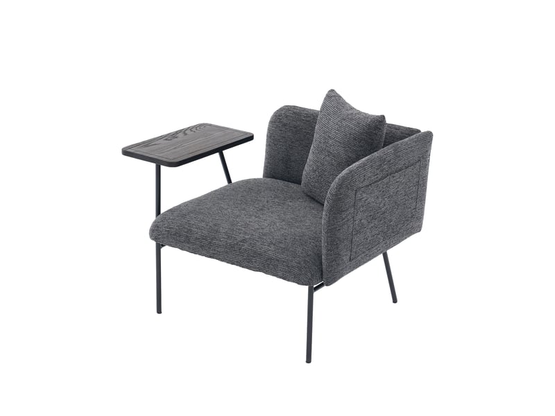 Fauteuil de relaxation 86x72x71 cm – gris foncé – table d'appoint intégrée et 2 poches latérales fixe - Conforama D