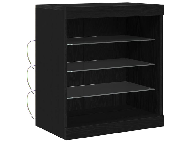  Buffet - bahut - meuble de rangement led chêne noir 60,5 x 37 x 67 cm bois d'ingénierie  - Conforama A