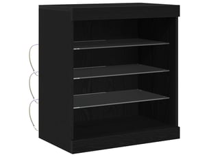 Buffet - bahut - meuble de rangement led chêne noir 60,5 x 37 x 67 cm bois d'ingénierie