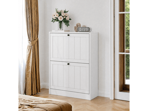 Meuble à chaussures 60x24x80 cm, armoire entrée blanche avec 2 niveaux ajustables et tiroir supérieur, capacité 12 paires, idéal couloir étroit