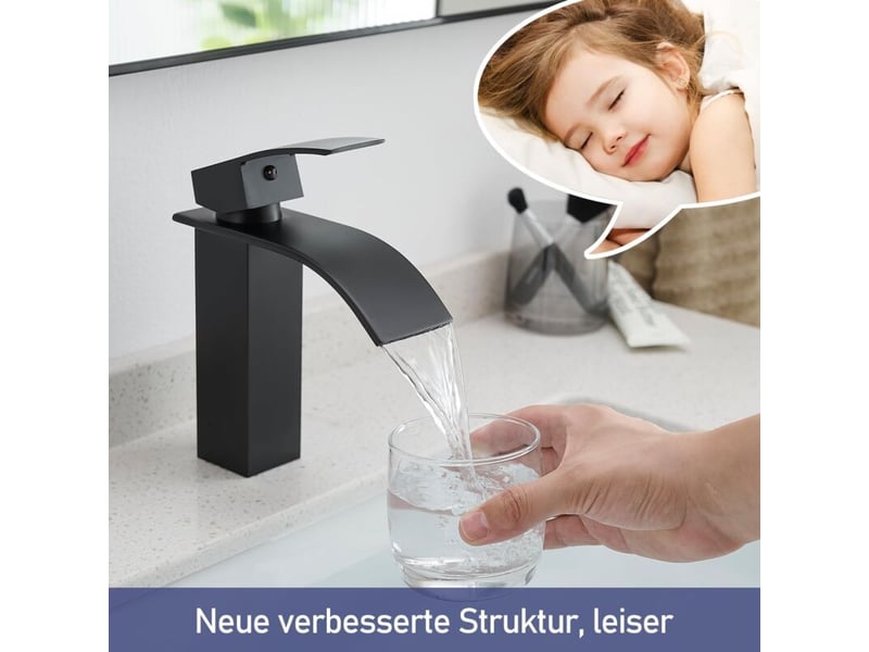  Robinet de lavabo chaud et froid à noyau en cuivre noir, lavabo de salle de bain, toilettes au-dessus du comptoir, robinet cascade pour la maison B309698JJZJ - Conforama C