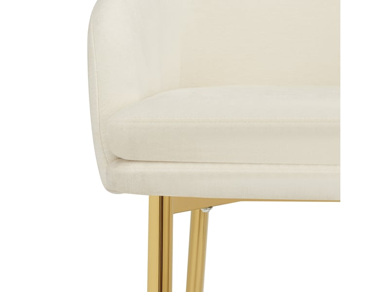  Lot de 4 chaises de salle à manger 61,00 × 59 × 78,50 cm en tissu polyester avec pieds en fer, accoudoirs et hauteur réglable blanc chicfurn  - Conforama D