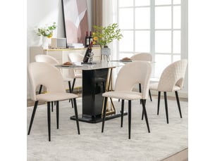 Lot de 6 chaises de salle à manger,47x44x84 cm,avec pieds réglables,velours,beige