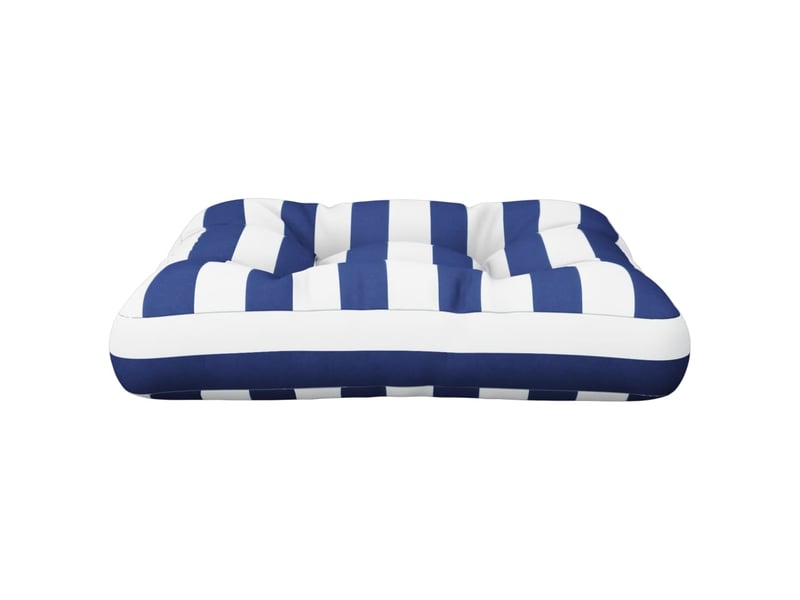  Coussin de palette, coussin de chaise, coussin de canapé rayures bleues et blanches 60x60x12 cm tissu cf55423  - Conforama E