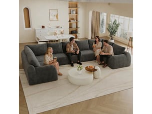 Canapé en u 7 places gris foncé en chenille 411 cm sans montage