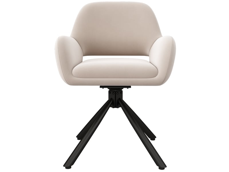  Lot de 6 chaises salle à manger rotatives 60x60x80 cm, ccoudoirs, tissu velours beige  - Conforama A