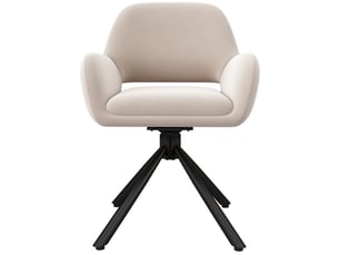 Lot de 6 chaises salle à manger rotatives 60x60x80 cm, ccoudoirs, tissu velours beige