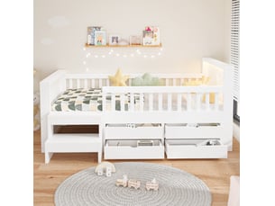 Lit simple 90x200 cm <strong>MODENUIT </strong>  <strong></strong> coloris blanc