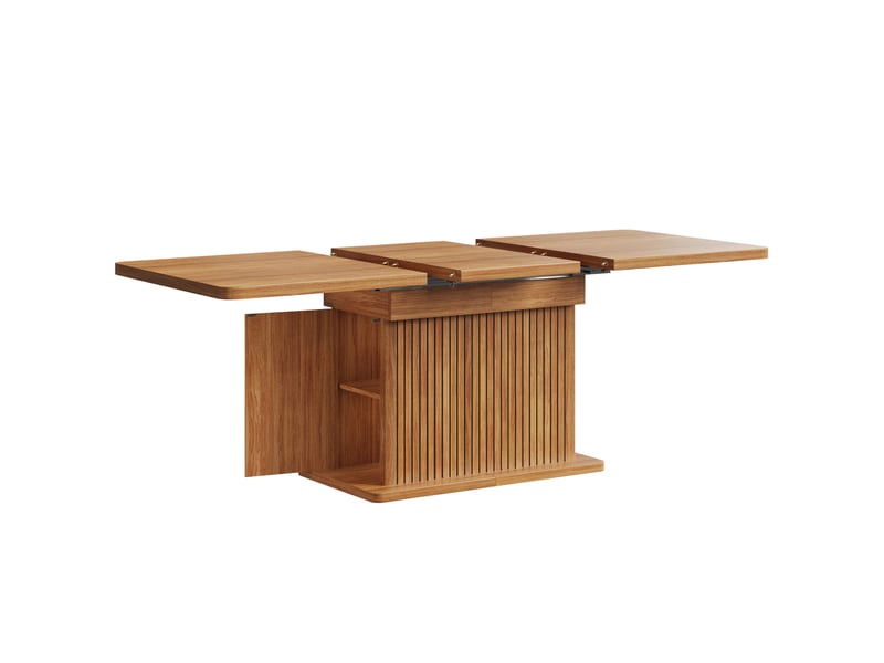  Table à manger extensible 120-160 x 80 cm – marron foncé aspect bois – rangement central intégré discret  - Conforama D