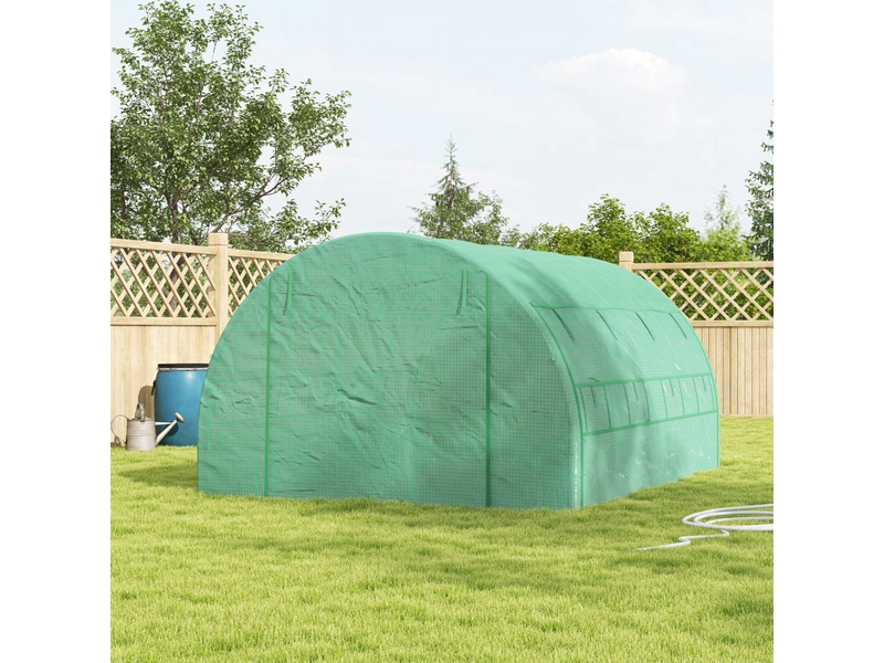  Serre en aluminium, serre de plain-pied, fenêtres en filet, structure métallique, 4 x 3 x 2 m, verte  - Conforama D