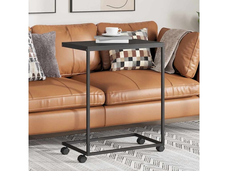  Table d'appoint | bout de canapé table basse avec roues noir 55x35x70 cm bois d'ingénierie shl5617  - Conforama B