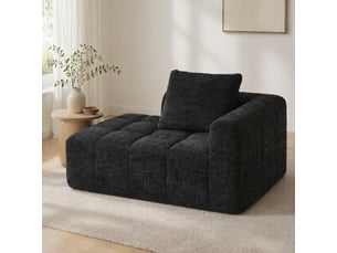 Méridienne 158 x 90 x 60 cm – noir – sans assemblage, poche latérale et coussin inclus