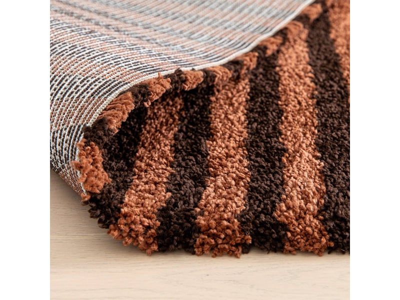  Tapis intérieur rayures marron et terracotta 120 x 170cm - telya  - Conforama C