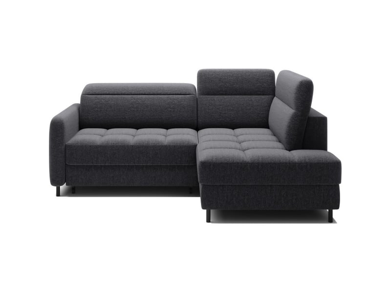  Canapé d'angle droit convertible barnea 208 cm gris foncé en tissu chenille avec rangement  - Conforama A