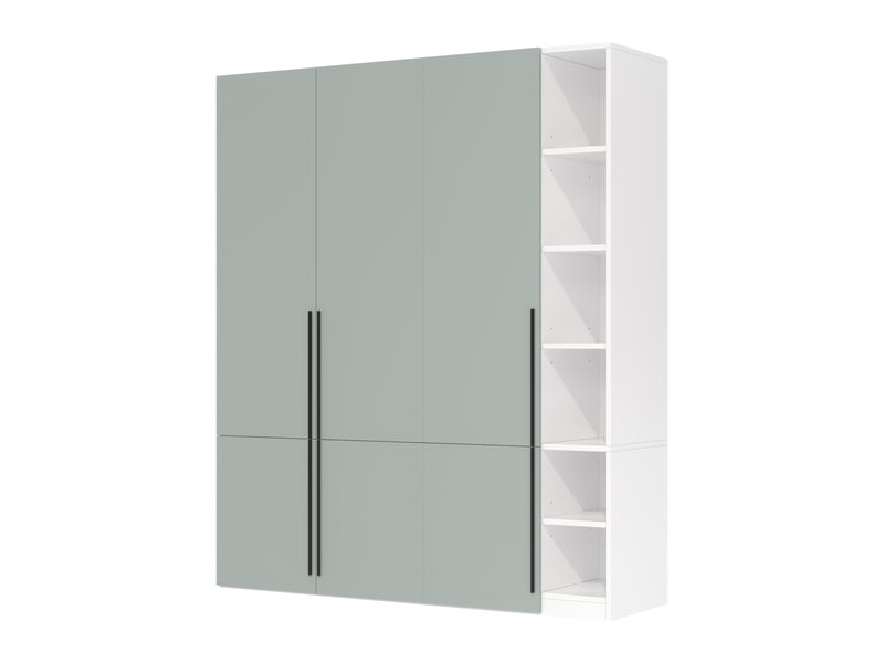 Armoire penderie 160 x 50 x 200 cm - porte pantalons coulissant - 14 compartiments de rangement - 2 barres de penderie - gris - Conforama E