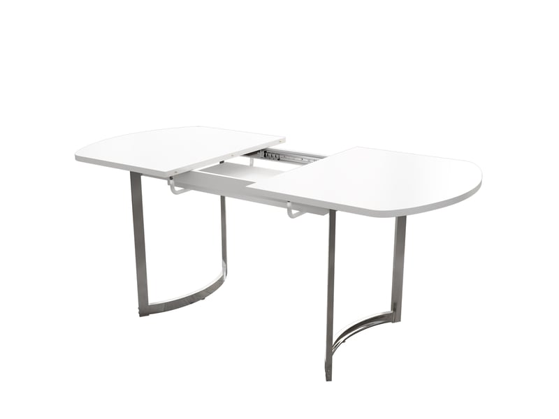  Table à manger extensible 140180 x 80 x 75 cm, 4 à 6 personnes, mdf blanc et pieds métal argentés Fay Lum - Conforama A